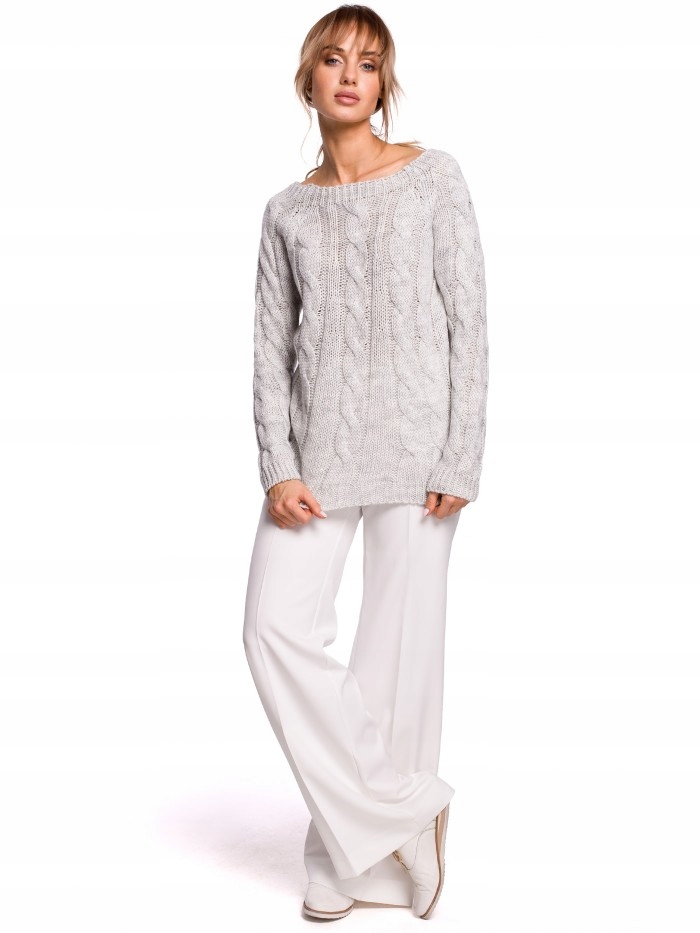 

Eu L/XL M511 Sweter z splotem typu warkocz i dekol