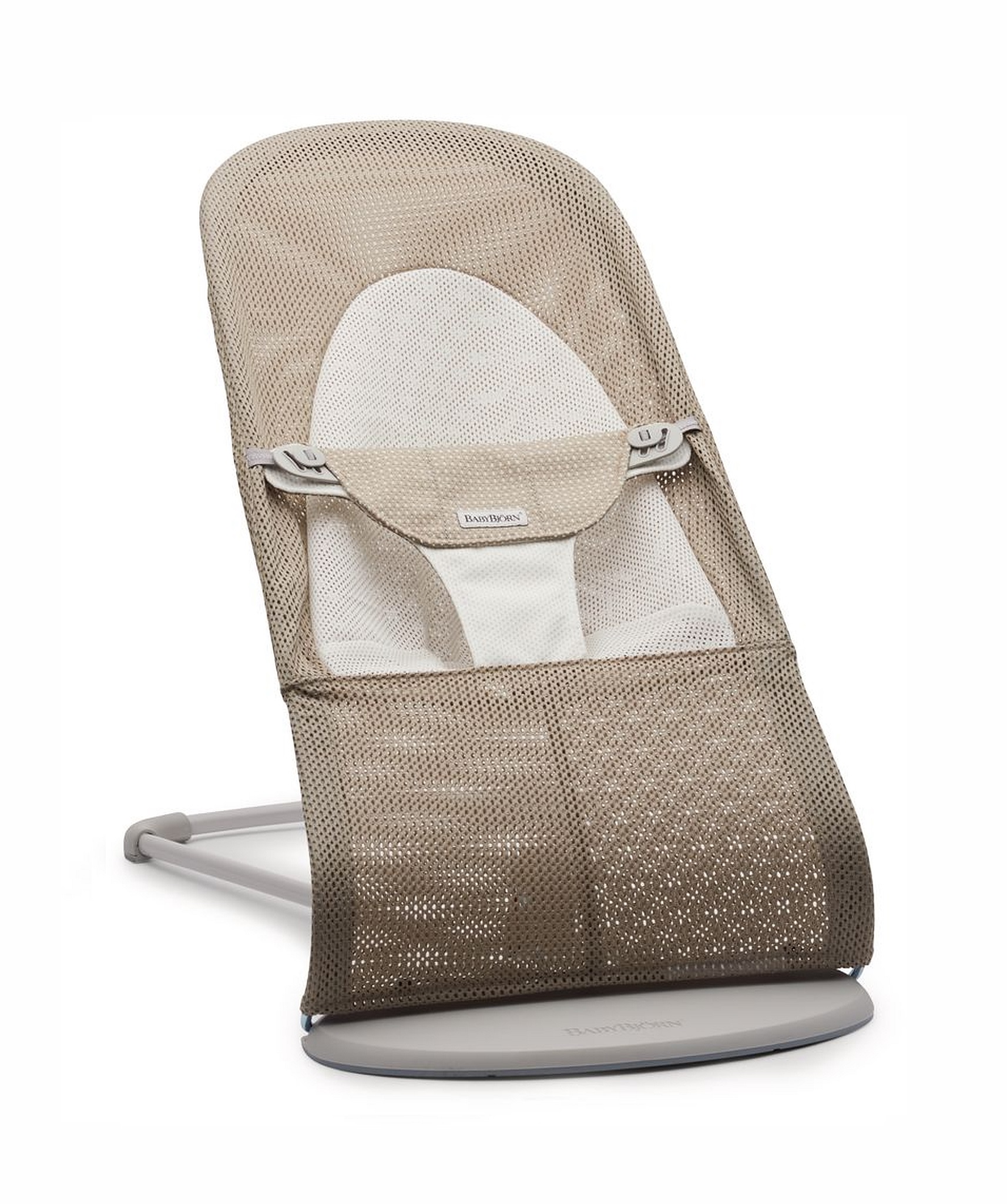 Leżaczek BabyBjörn soft mesh brązowo-beżowy zdejmowany pokrowiec