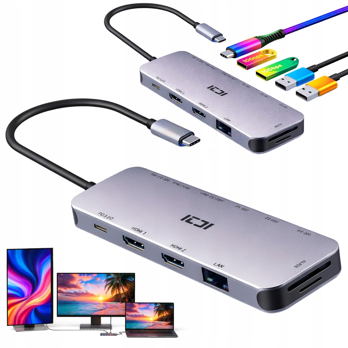 Dell stacja dokująca podwójny monitor do laptopa Hub Usb-c 2x Hdmi Pd