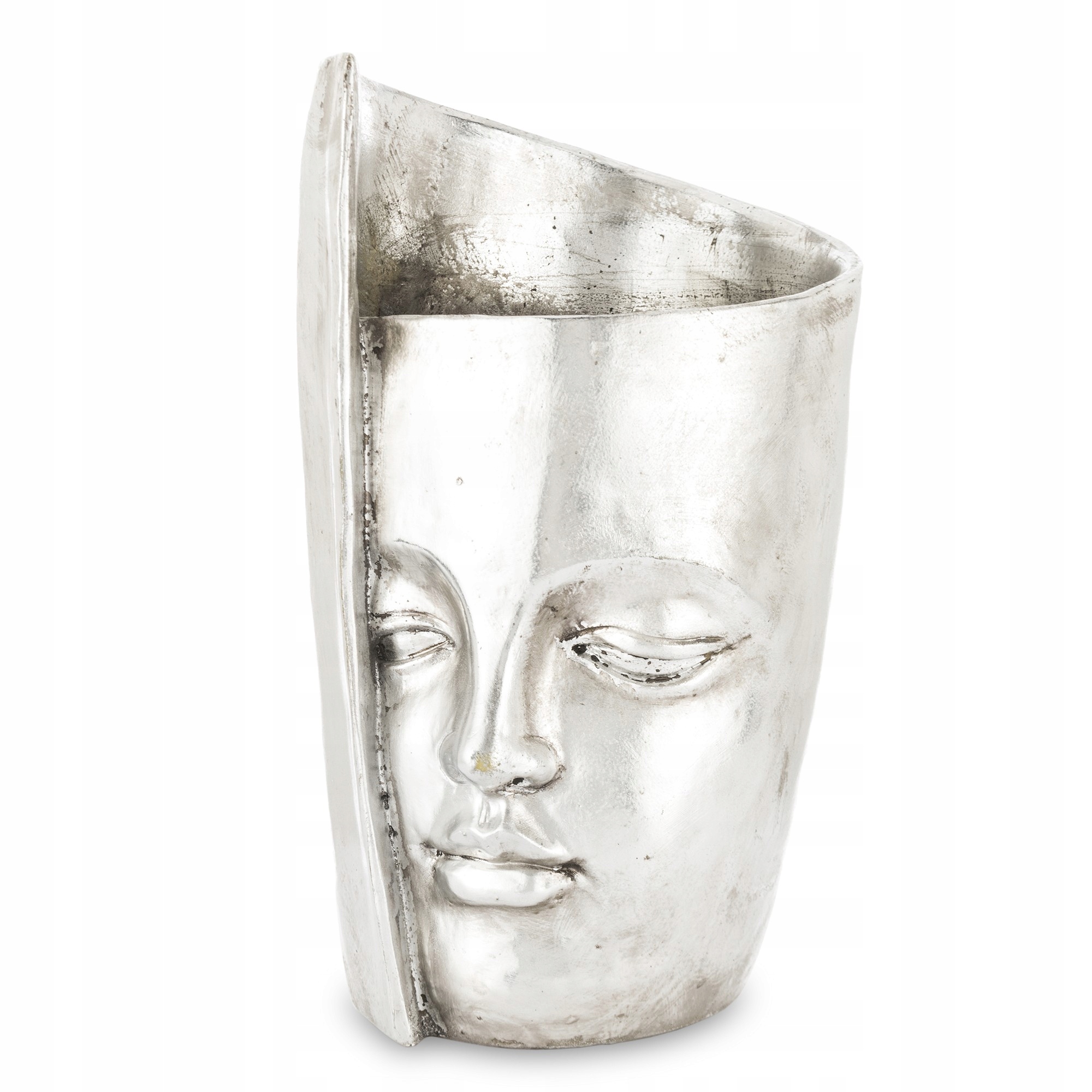 Wazon srebrny flakon osłonka twarz dekoracja retro