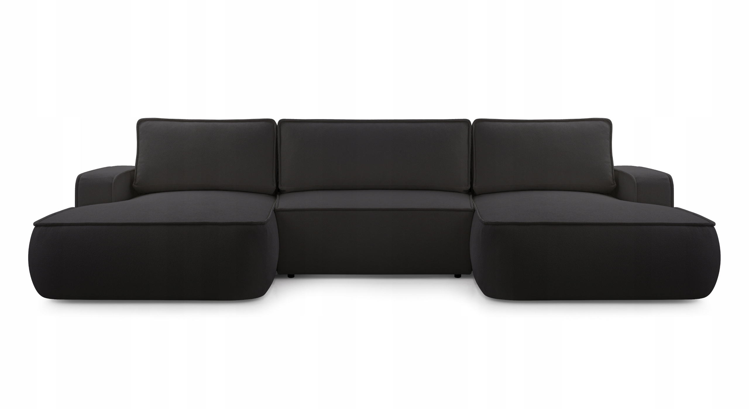 Rohová Sedací Souprava Solo Funkce Spaní Moderní Boucle Beránek Černý