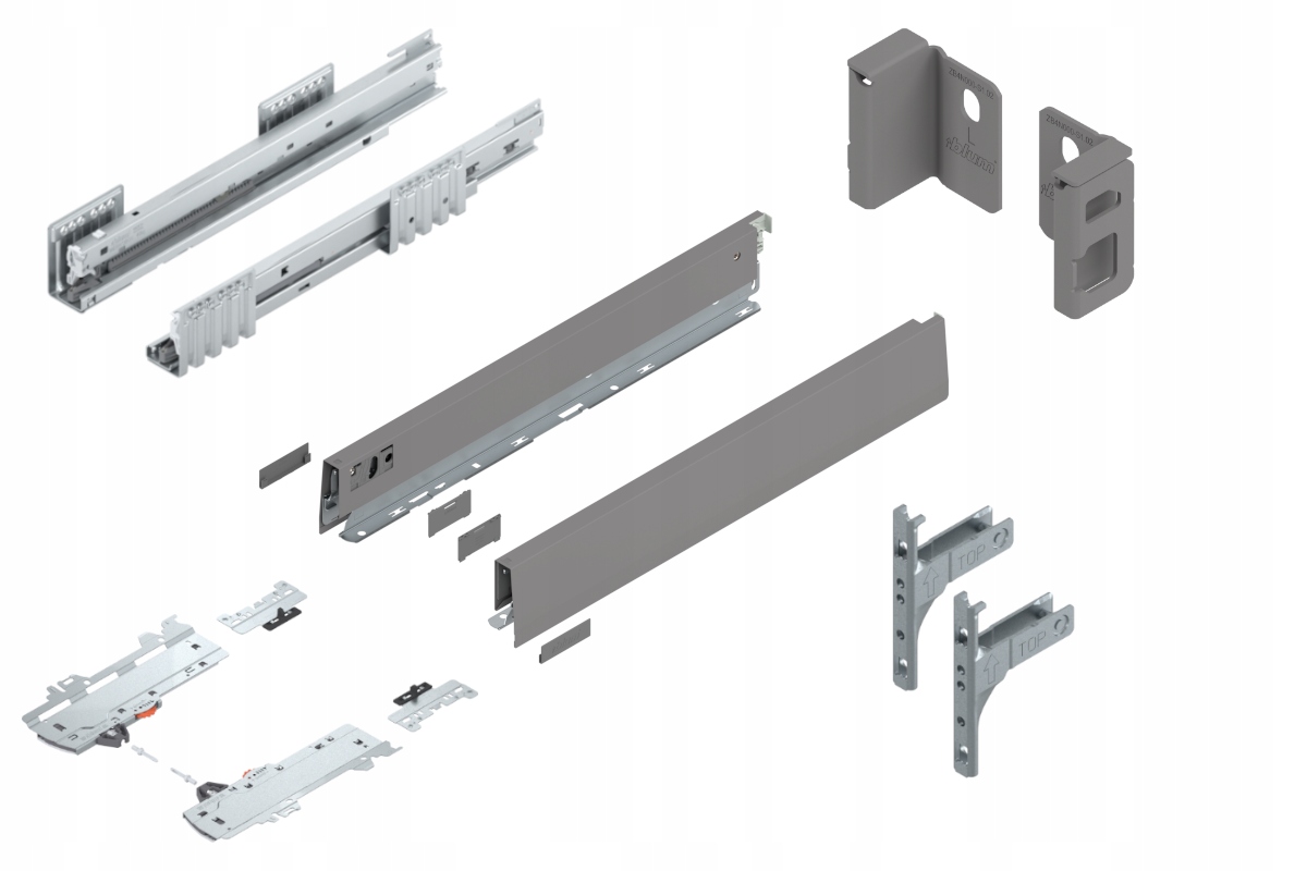 Blum Šuplík Merivobox 400 Nízká N Tip-On Šedá 40 kg