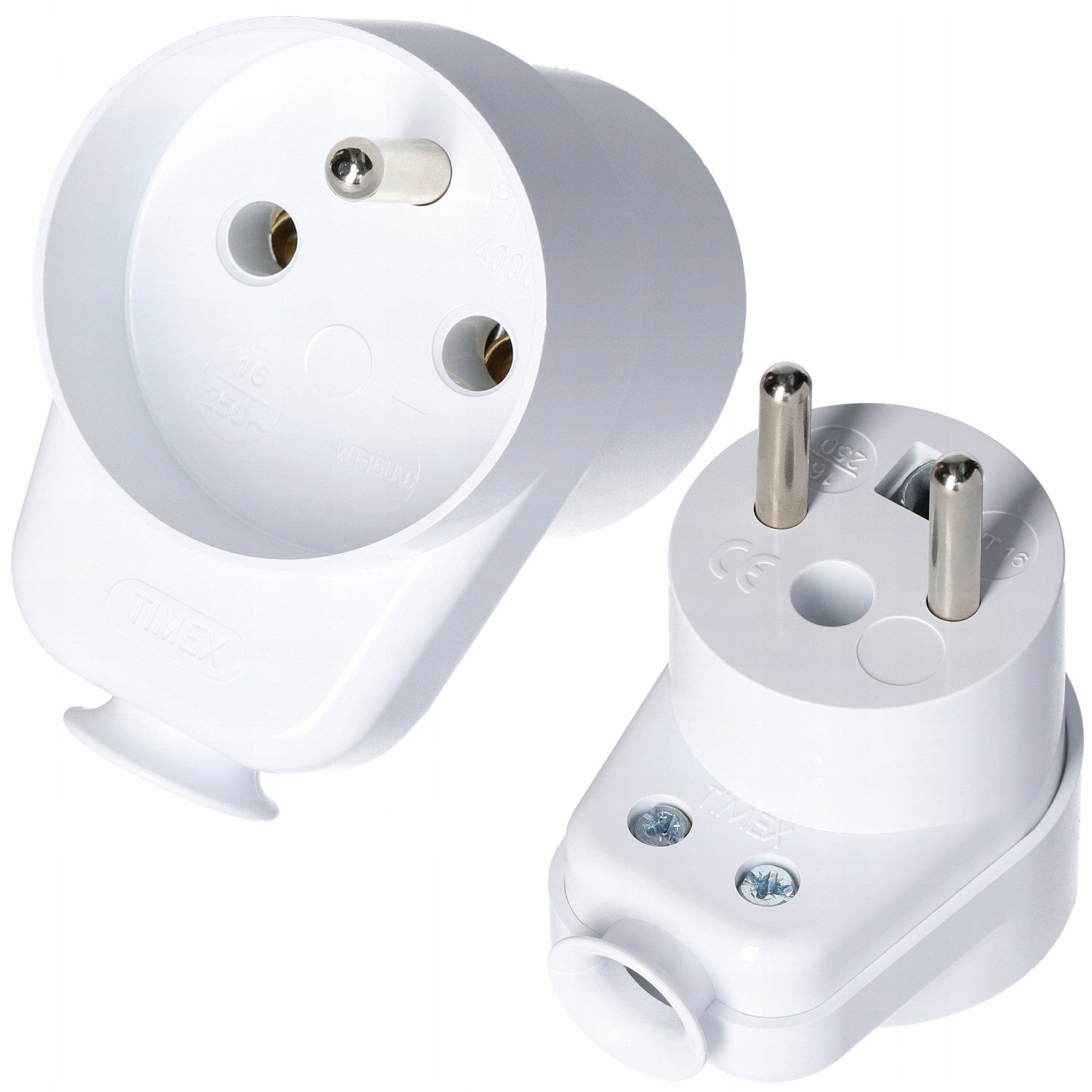 

Wtyczka Z Gniazdem Biała 2P+Z WT-16U/G