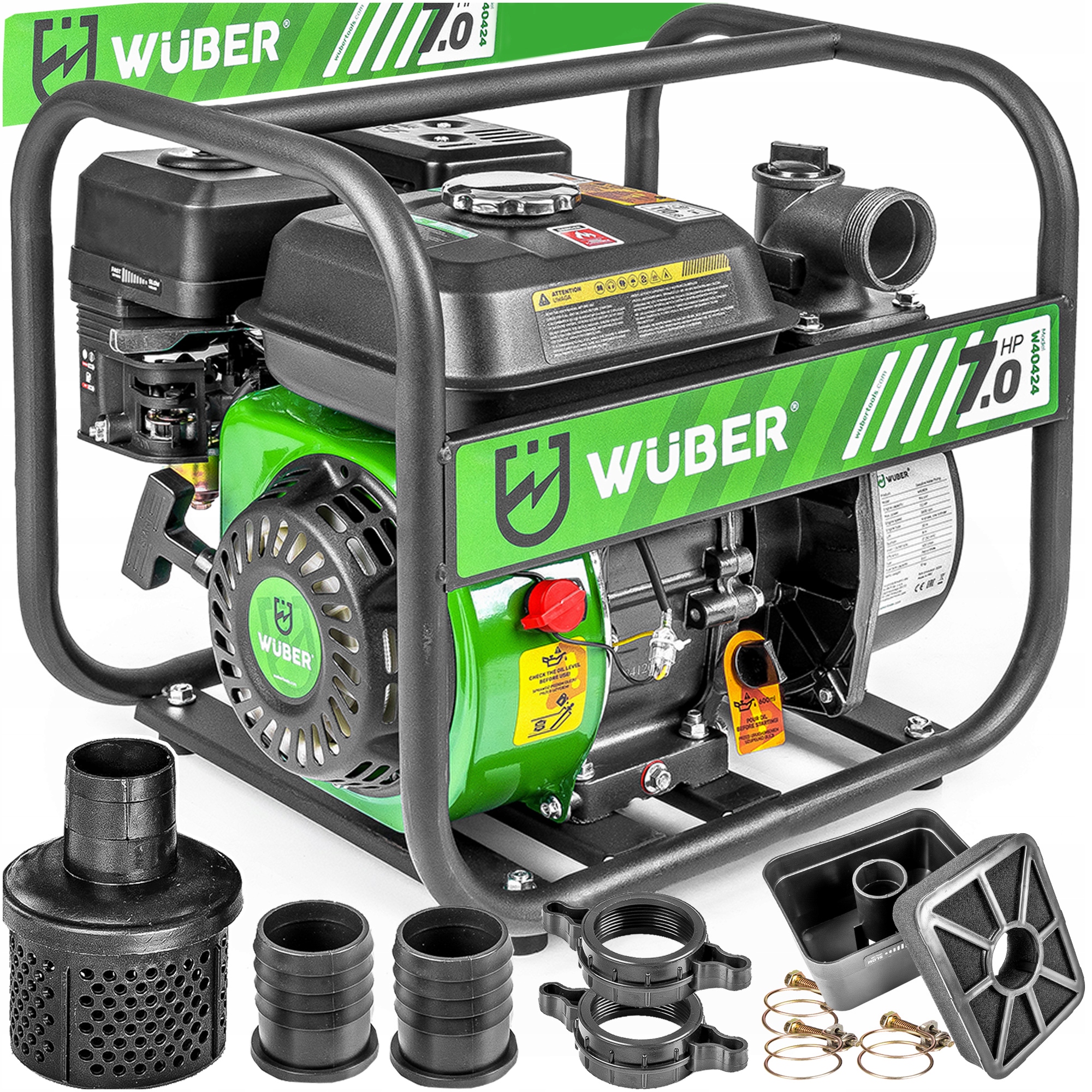 Motopompa Pompa Spalinowa 2"DO Wody Czystej Brudnej 7KM Mocna Solidna Wuber