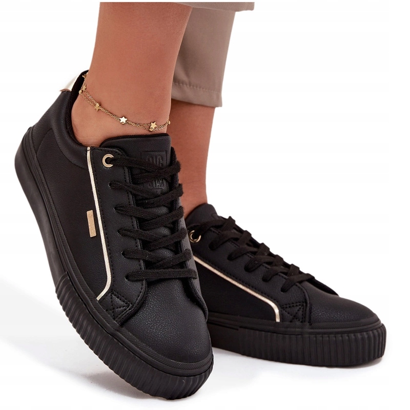 Dámské Tenisky Z Eko Kůže Big Star SS274025 Černo-zlaté 36