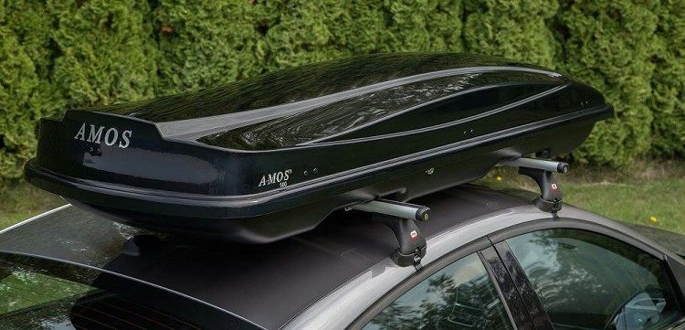 BAGAZNIK DACHOWY BOX AMOS 440L Travel Black Glossy Opening unilateral