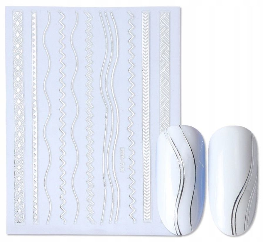 

Naklejka Tasiemka Na Paznokcie Do Zdobień Srebrny