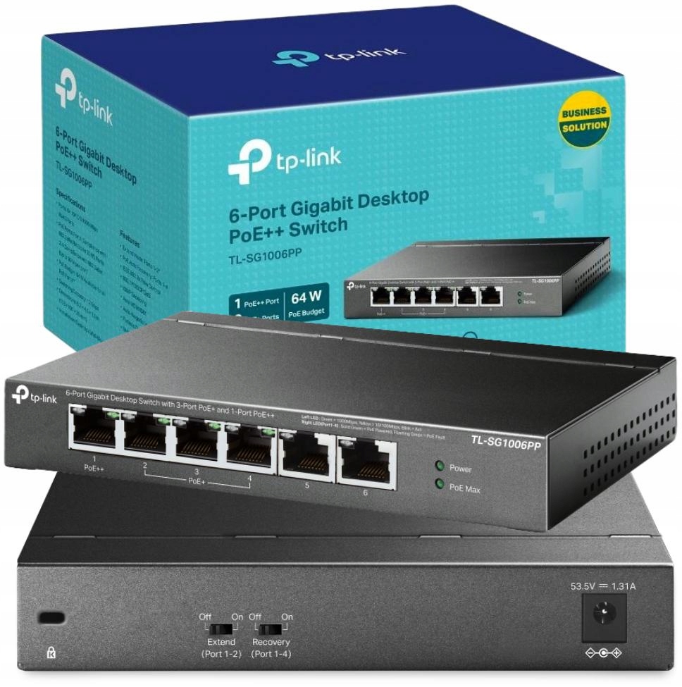 Switch Tp-link TL-SG1006PP Poe++ Gigabitová Napájená Kamera