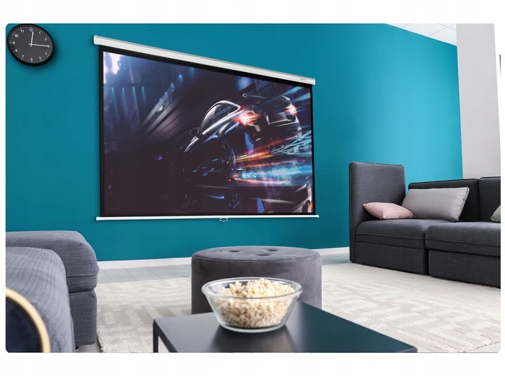 EKRAN PROJEKCYJNY 16:9 OVERMAX PÓŁAUTOMATYCZNY 221 CM X 124 CM 100 CALI Marka Overmax