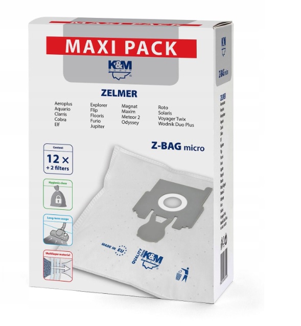 

12x Worki Z-bag Micro Zelmer Odyssey 2FILTRY
