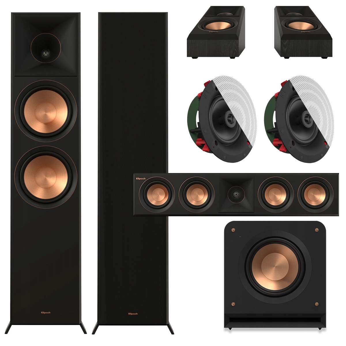 Klipsch RP-8000F II + CS-18C + RP-404C + 500SA + RP-1000SW ZESTAW KINA 7.1