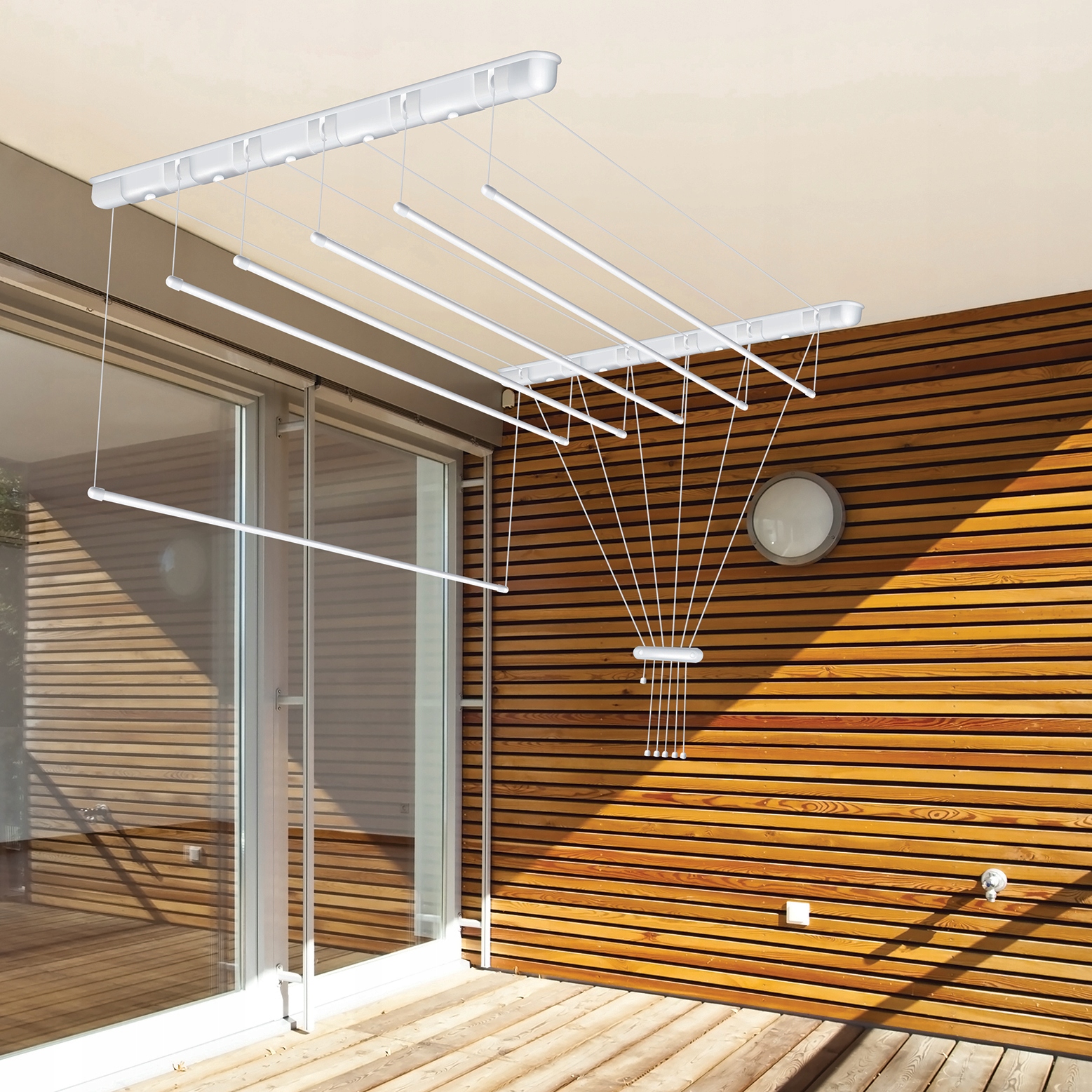 SUSZARKA ŁAZIENKOWA SUFITOWA BIAŁA METALOWA NA PRANIE 7 PRĘTÓW 200 CM Stan opakowania oryginalne