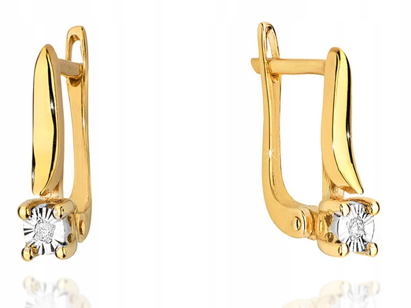 Zlaté náušnice 585 Jemné S Brilianty 1,80g módní diamanty pro ni 14k