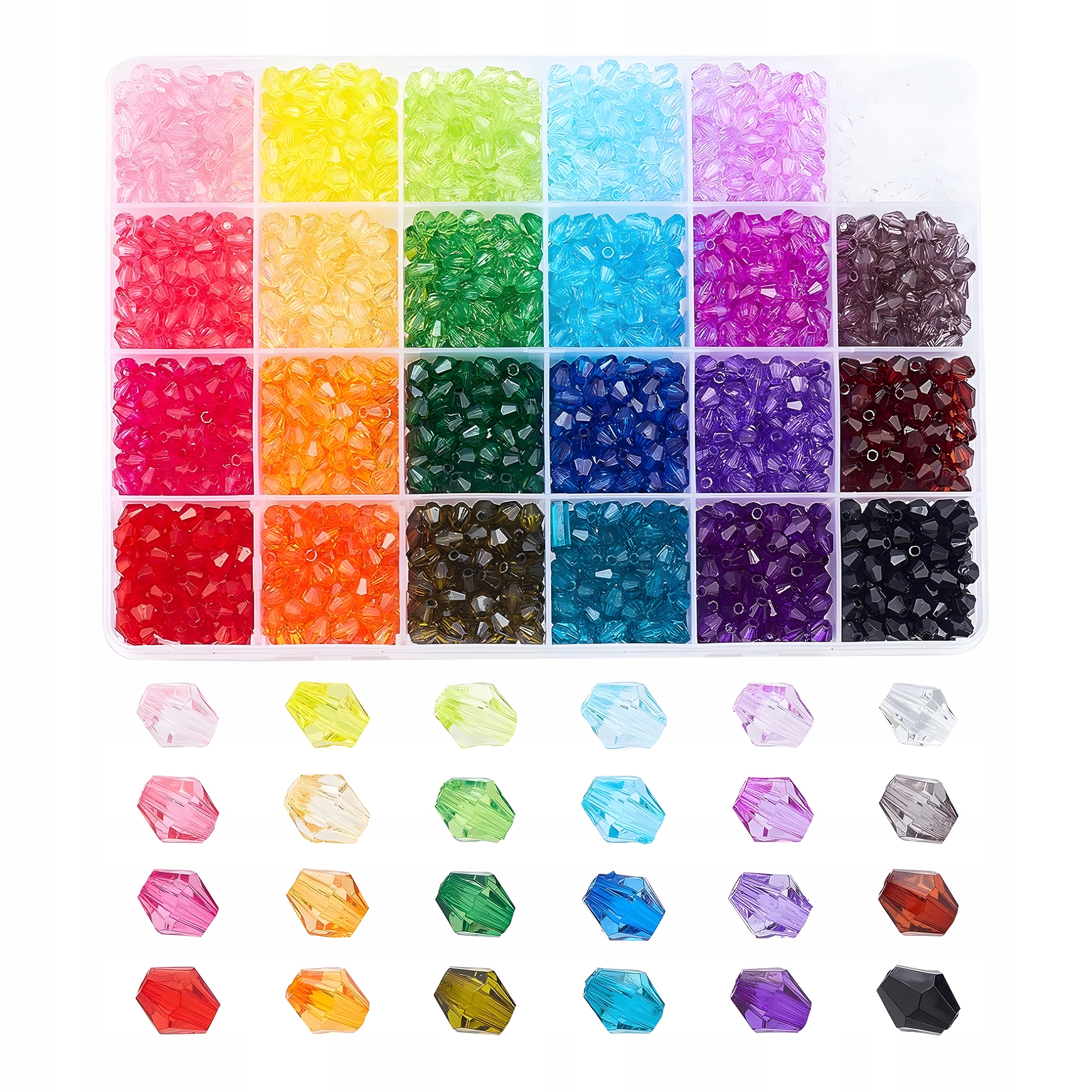 Sada akrylových korálikov bicone na výrobu šperkov a kľúčeniek, 2160 ks