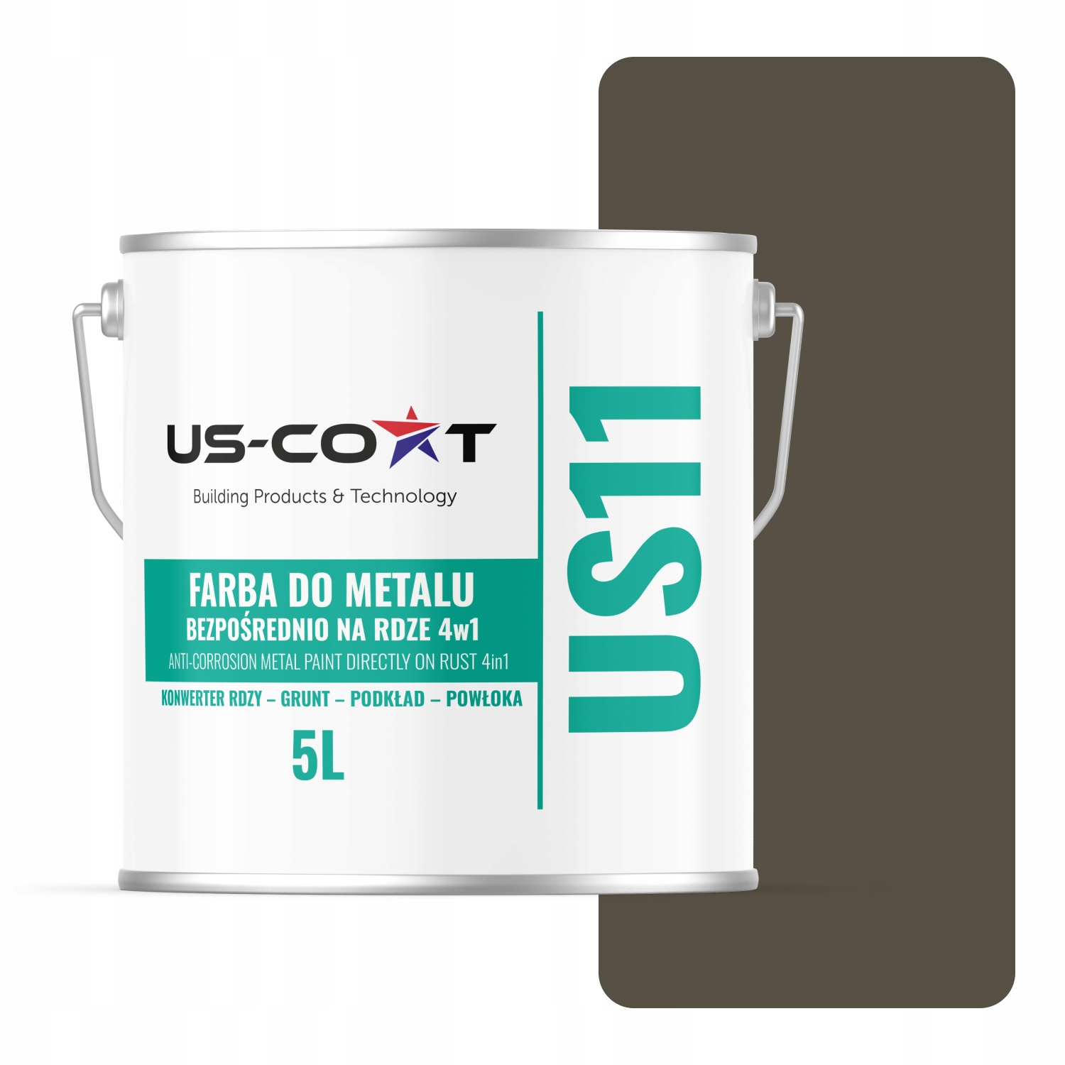 Antikorózna Farba Na Kov Na Hrdzu 4v1 Sivo Hnedá RAL7013 Polomat 5L
