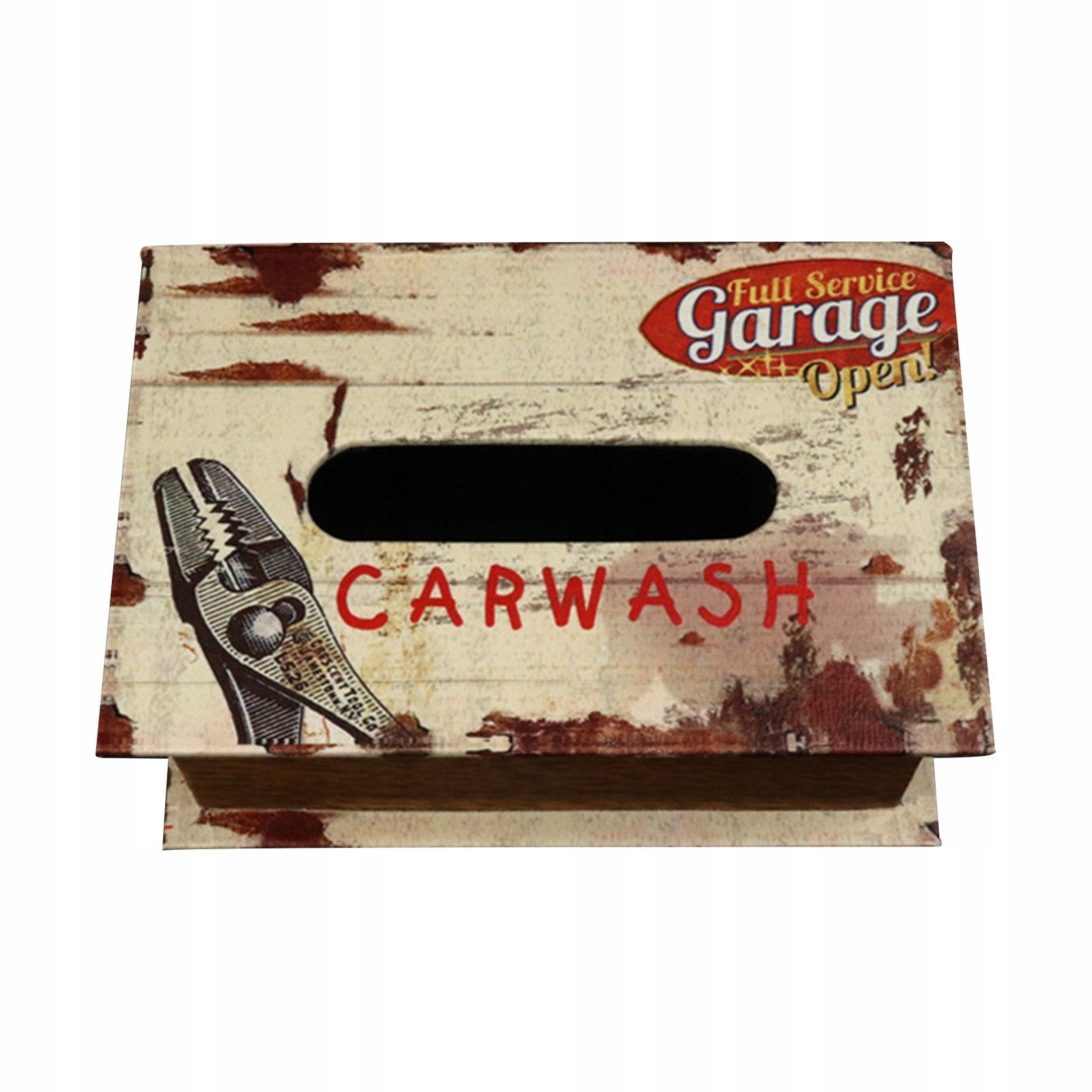 Retro Tissue Box Cover Wood Facial Paper for Bar Decor Barber White Style