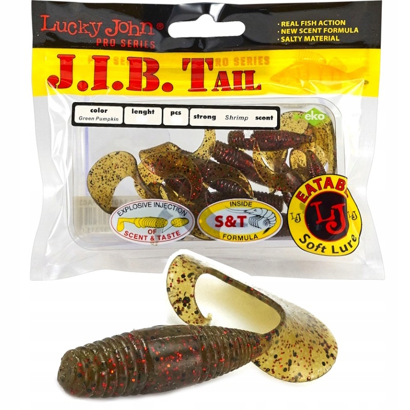 Guma Twister Lucky John J.i.b. Tail 1.5'' 3.8cm PA03 Green Pumpkin 15szt.