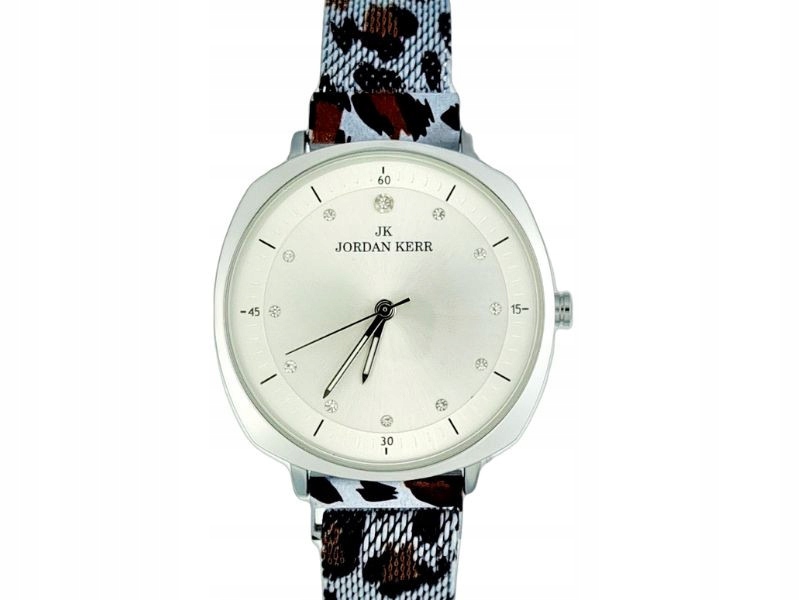 Elegantní dámské hodinky na mesh náramku s puntíky a motivem pantera