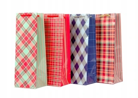 Torebka na butelkę urodzinowa SZKOCKA KRATA TB 1szt.