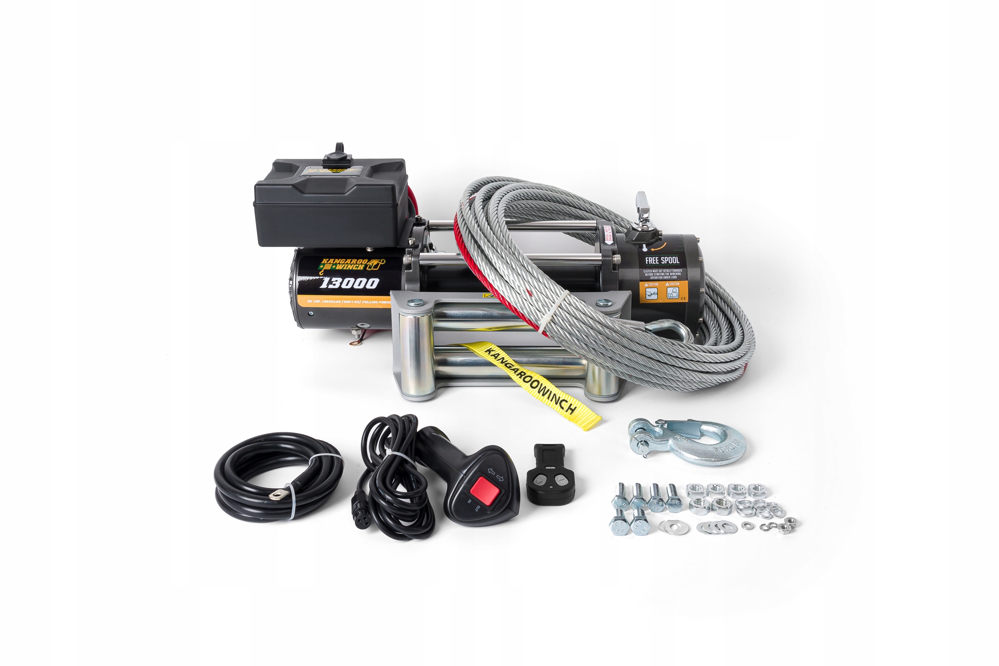 Automobilový navijak 24V Kangaroowinch K13000 5,9 T off road oceľové lano