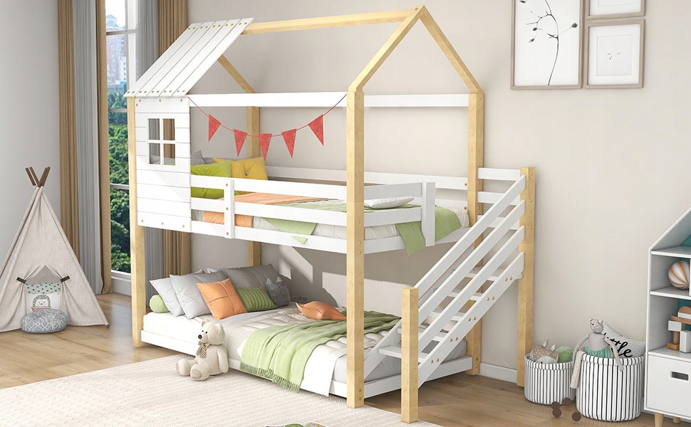 Łóżeczko domek Łóżko piętrowe w schody 200x90cm Kod producenta 457834223418