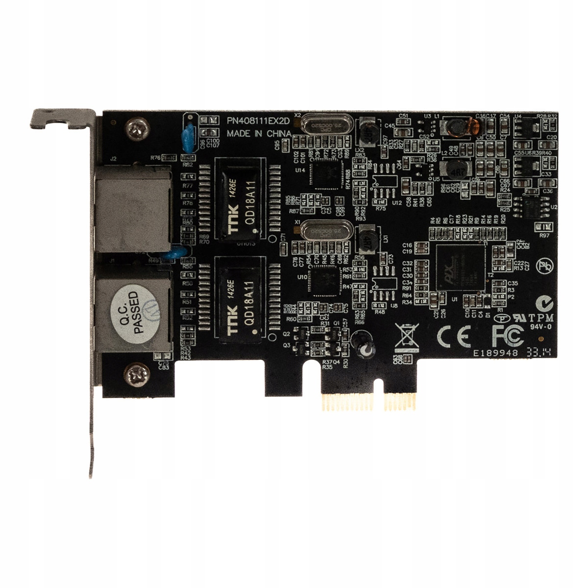 Delock PN408111EX2D Dual RJ45 1Gbps PCIe x1 Lp