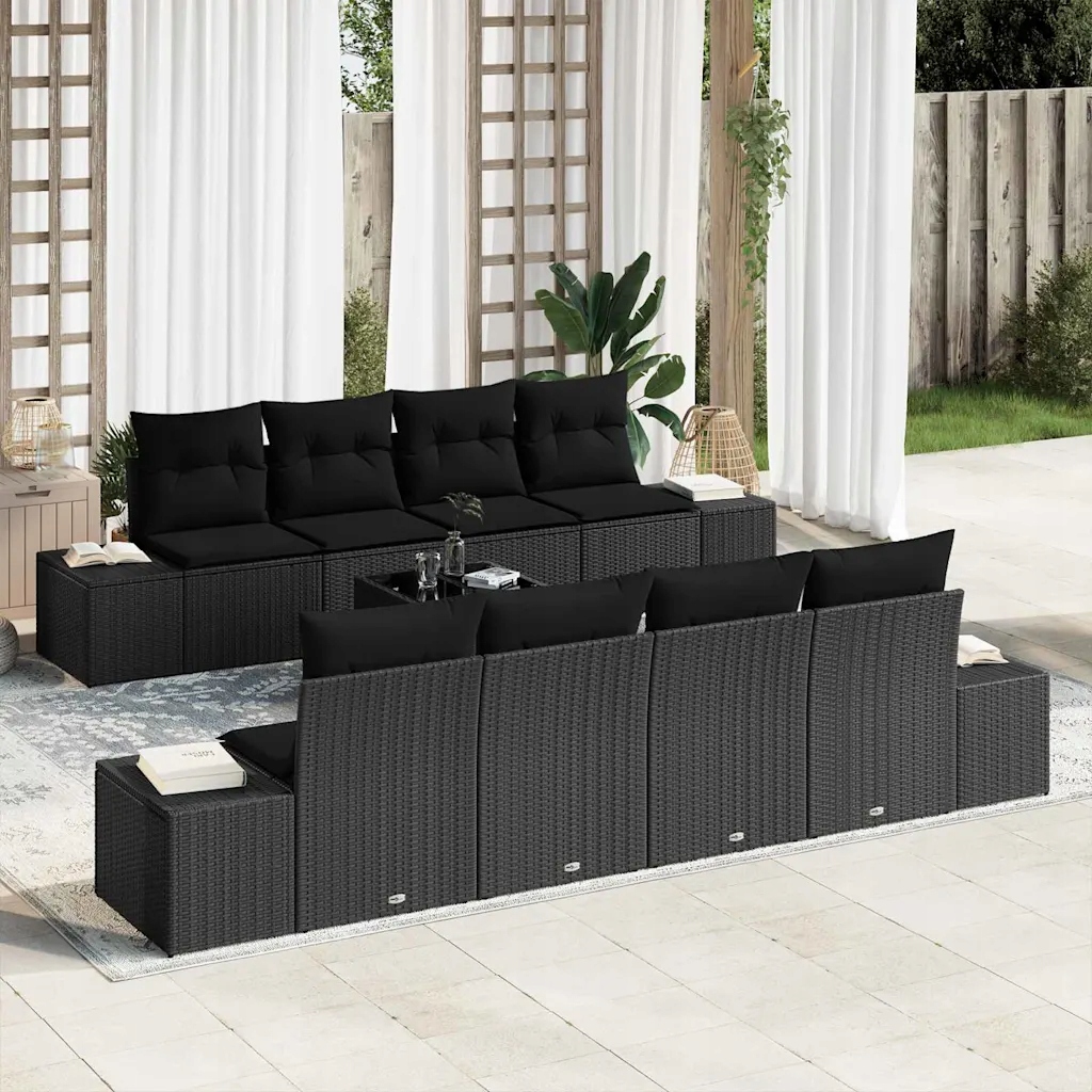 Sada zahradních pohovek 7 pcs Černá 294 x 62 x 69 cm Černá 3346993