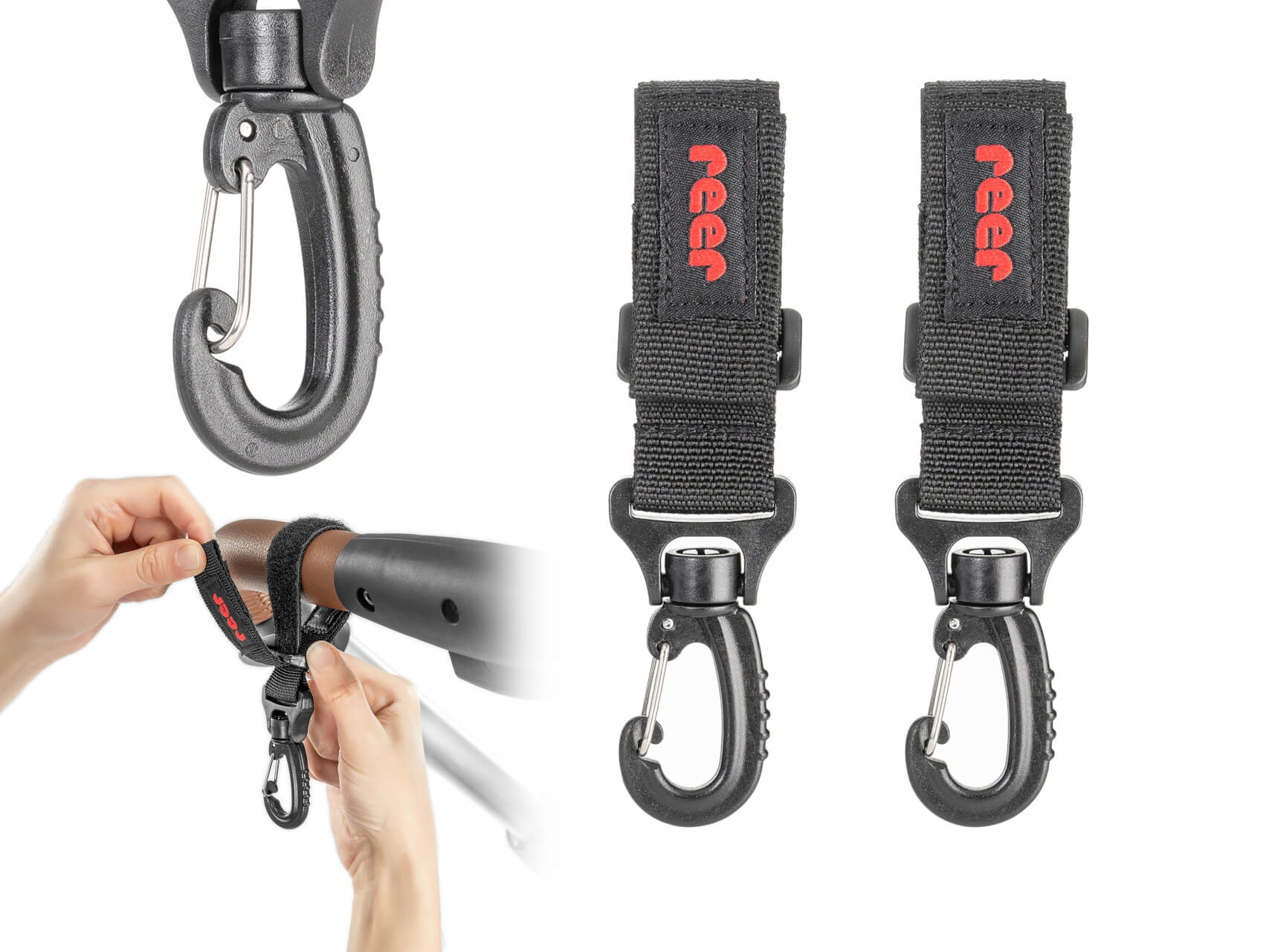 

Uchwyt na rzep karabińczyk hak Reer do wózka 2szt