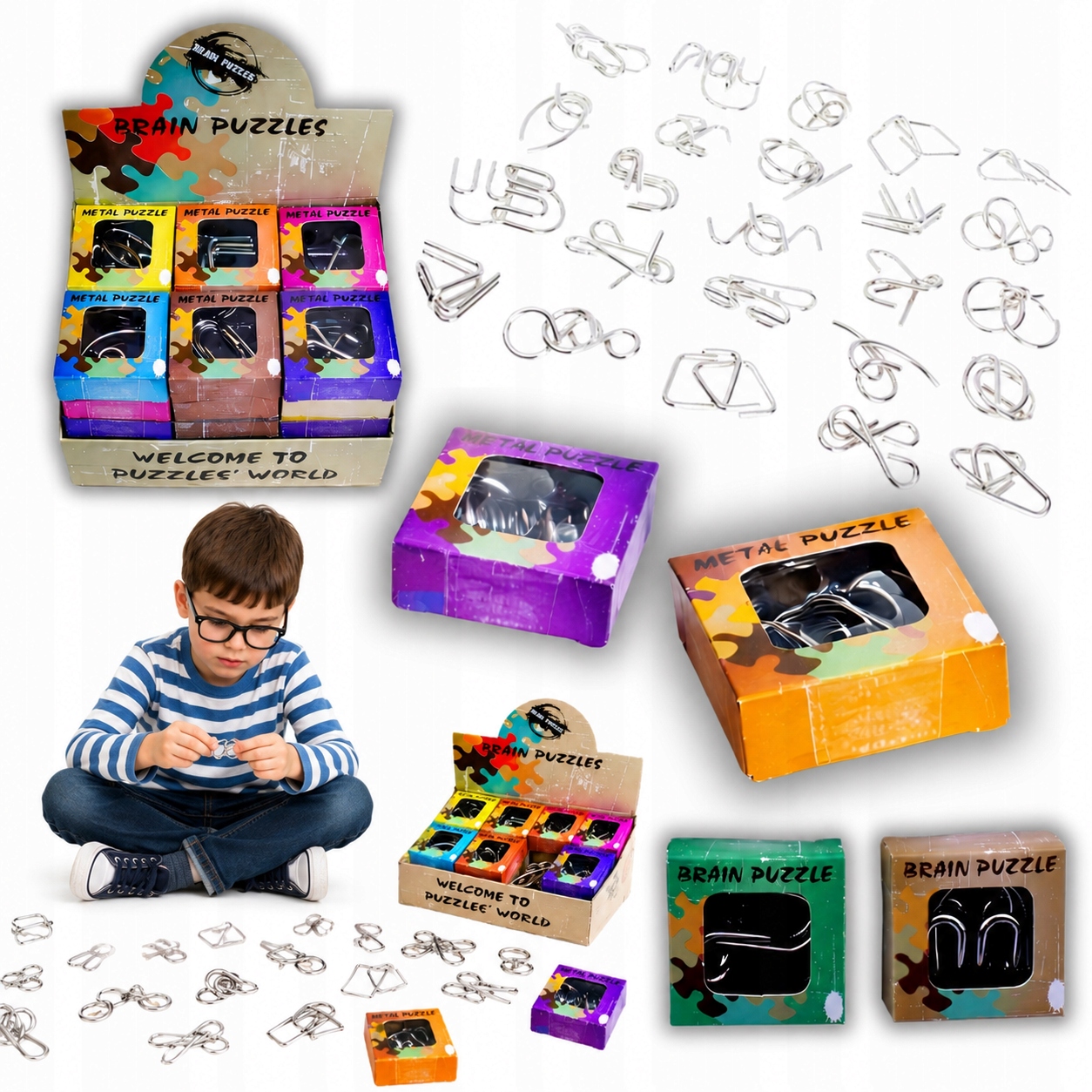 Metalowa Łamigłówka Logiczna Brain Puzzle Kolorowe Dla Dzieci Mini For Kids