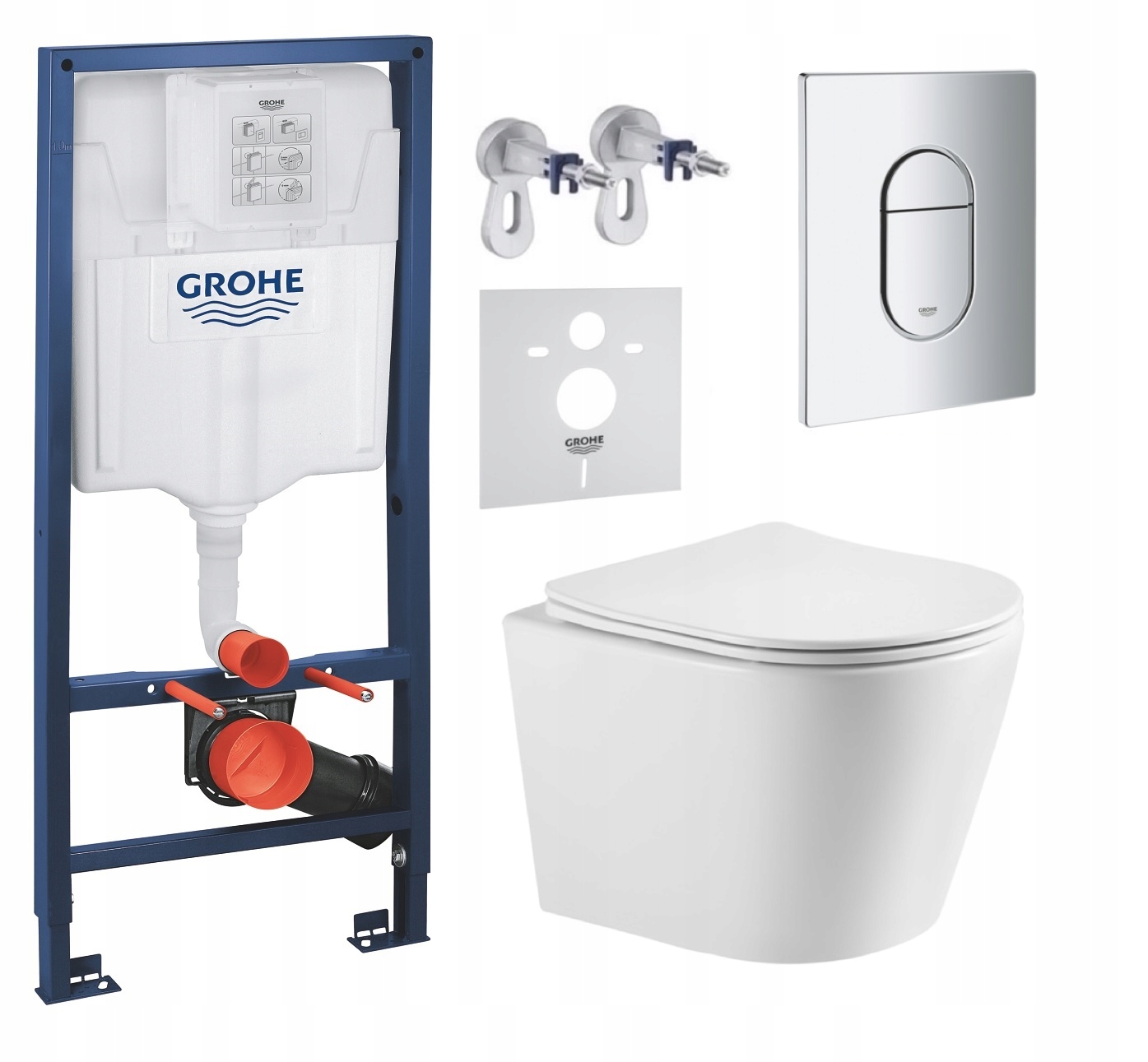 7v1 Wc Sada Stelaz Grohe, Wc Miska Tornado Imprese, Tlačidlo Chrom