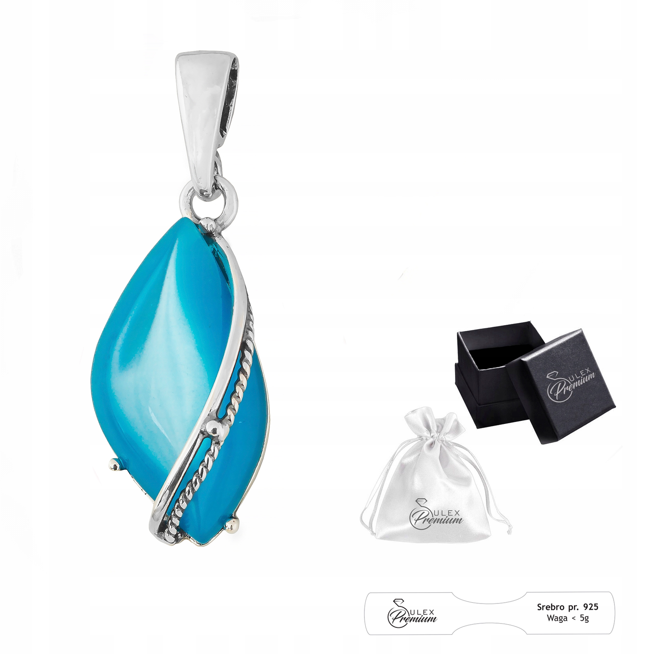 Přívěsek Stříbro 925 Elegantní Přívěsek s Modrým Klenotnickým Kamenem