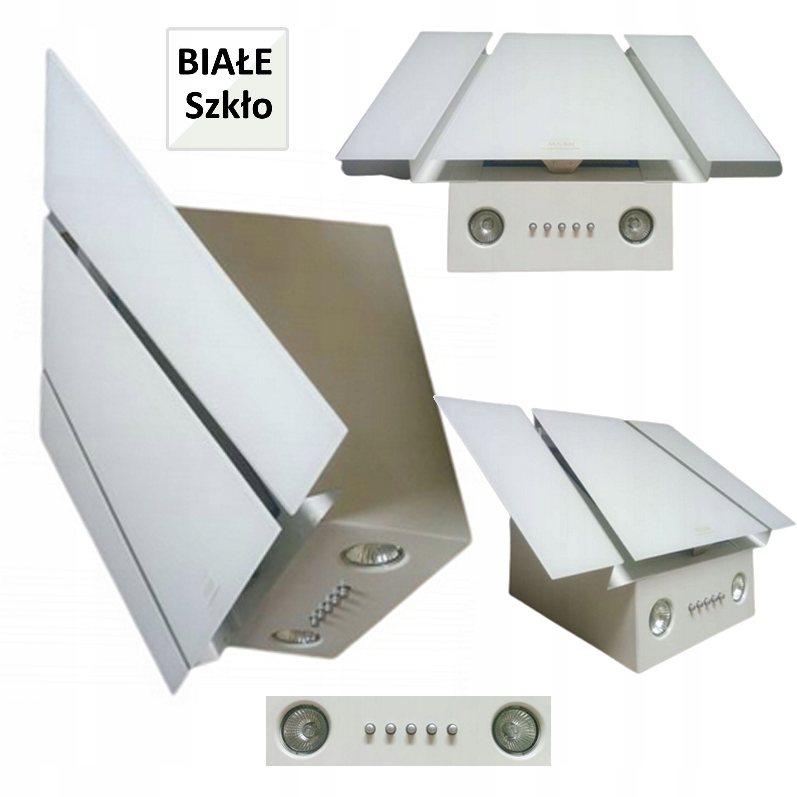 Okap przyścienny 60cm białe szkło 325m3 Led
