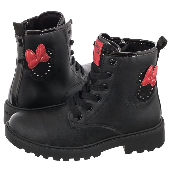 Buty Trzewiki Skórzane dla Dziewczynki Geox J2620C Czarne