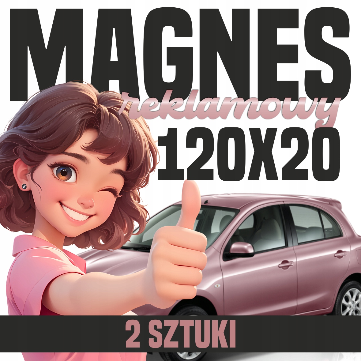 Mata Magnetyczna na Auto 120x20 cm – Profesjonalna Reklama magnes - 2 szt