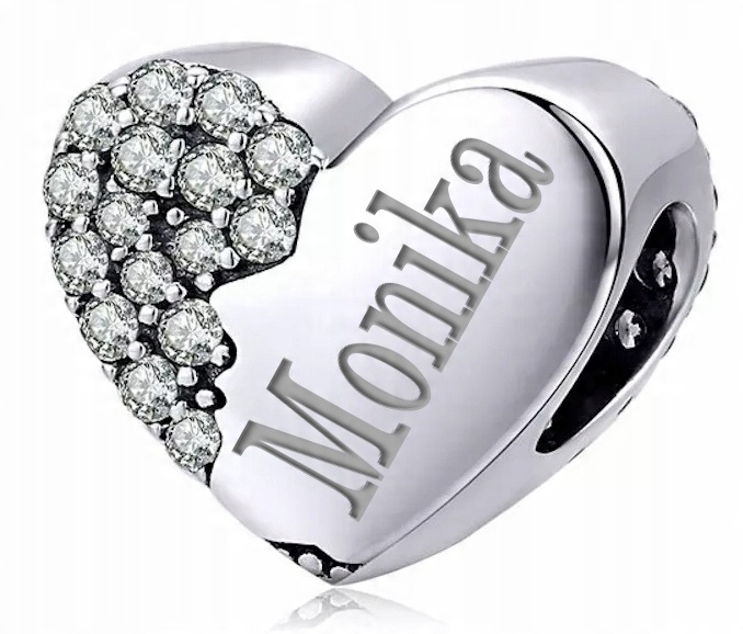 

Charms Serce Srebro 925 Twoje Imie Data Grawer