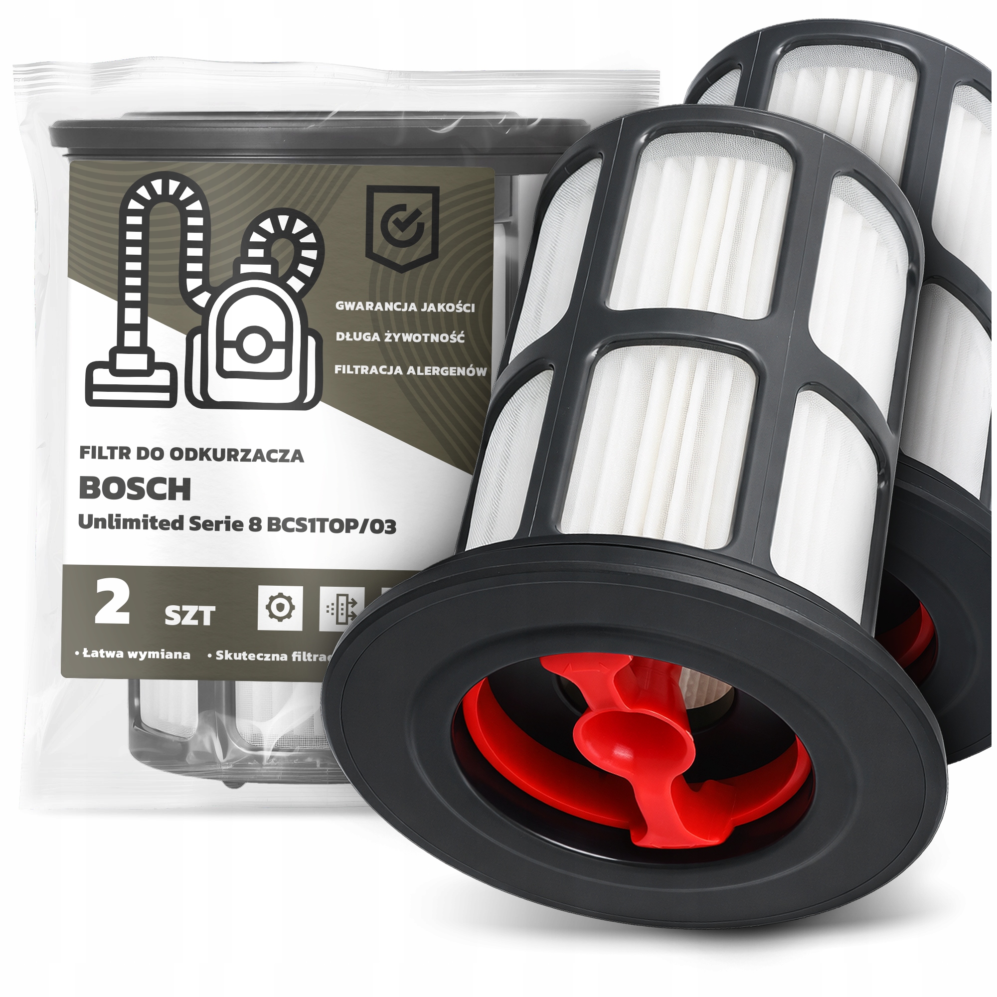 2x Filtr Pro Vysavač Bosch Unlimited Serie 8 BCS1TOP/03 Hepa Filtry Em-w