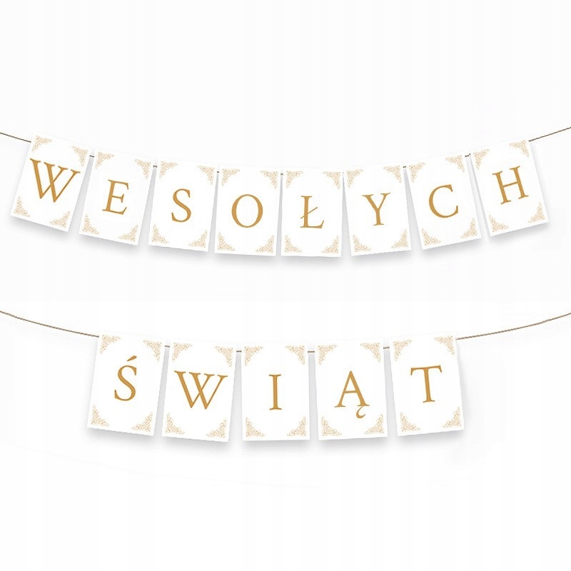 

Baner Świąteczny Wesołych Świąt Biało-złoty