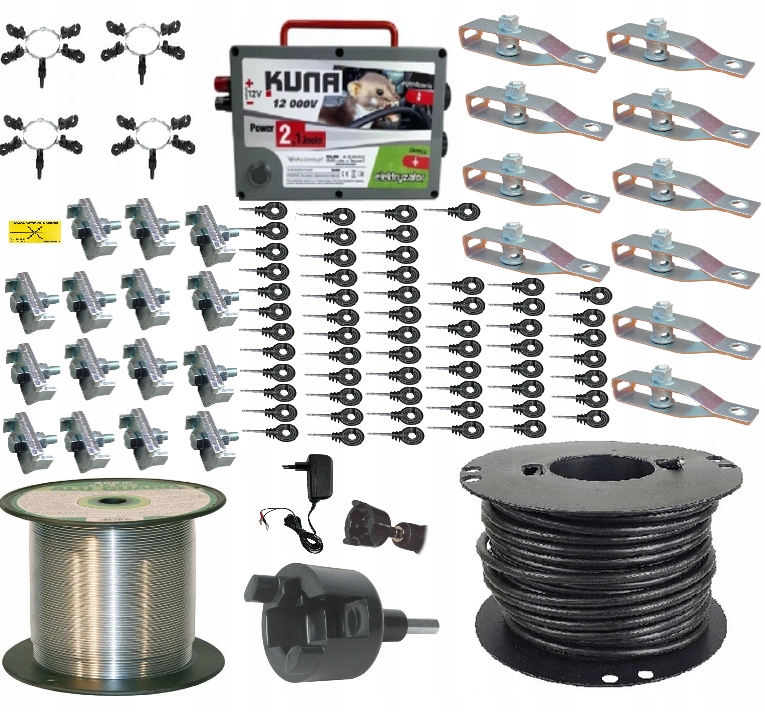 Zestaw na kuny komplet kuna pastuch izolatory drut