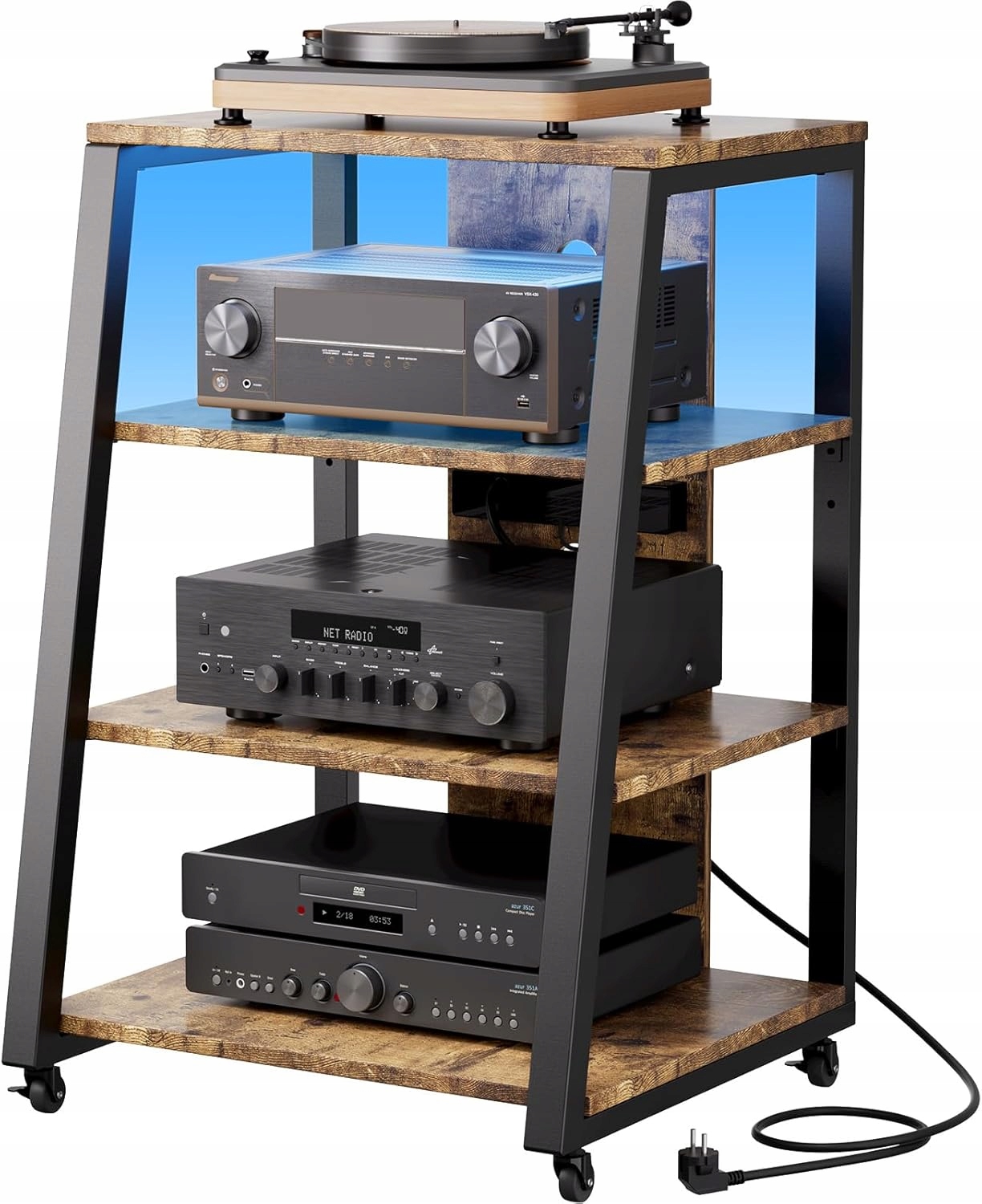 Skříň Rtv Audio Stojan Rtv 4 Úrovně Led Pro Audio Gramofon Av Loft