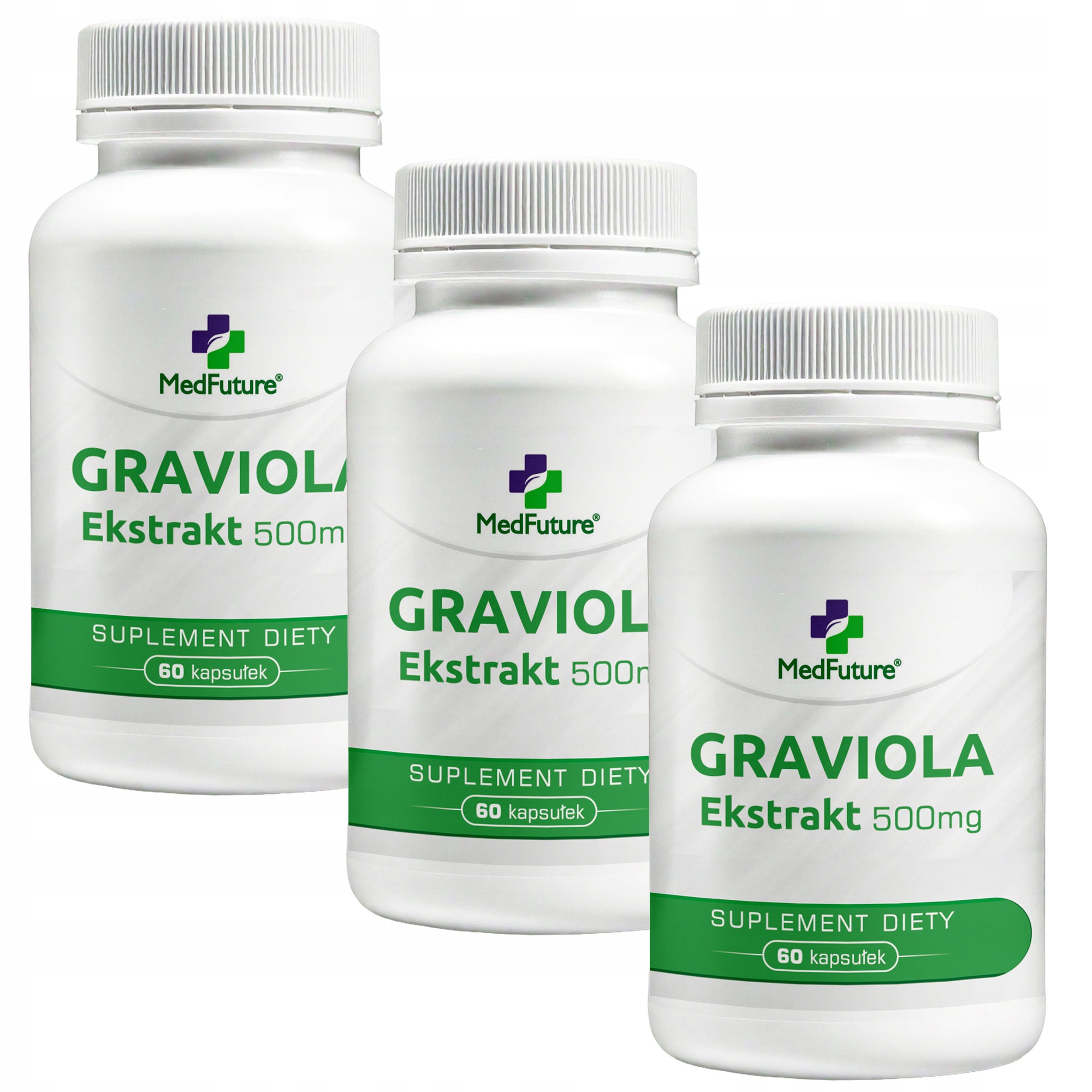 Graviola ekstrakt 500 mg Cukrzyca, regeneruje trzustkę 3 opakowania