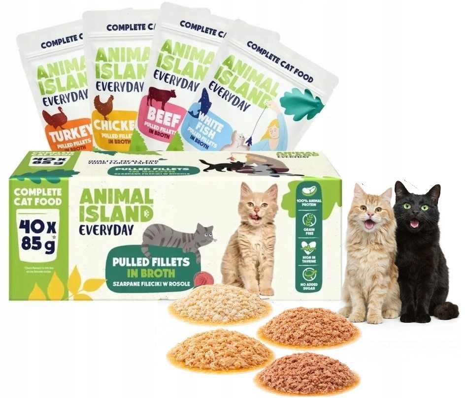 Animal Island Mokra karma dla kota mix 4 smaków 40 x 85g soczysta, pożywna