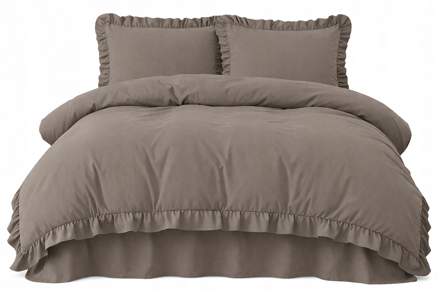 Povlečení 220x200 Hnědé s Falbankou 2x 70x80 Komplet 3 Č. Exkluzivní Premium