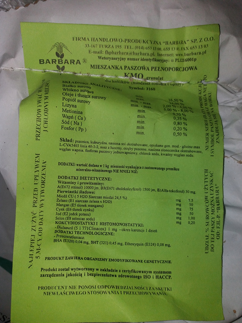 Pasza dla królików TUCZ granulat 25kg HIT EAN (GTIN) 59026514581251