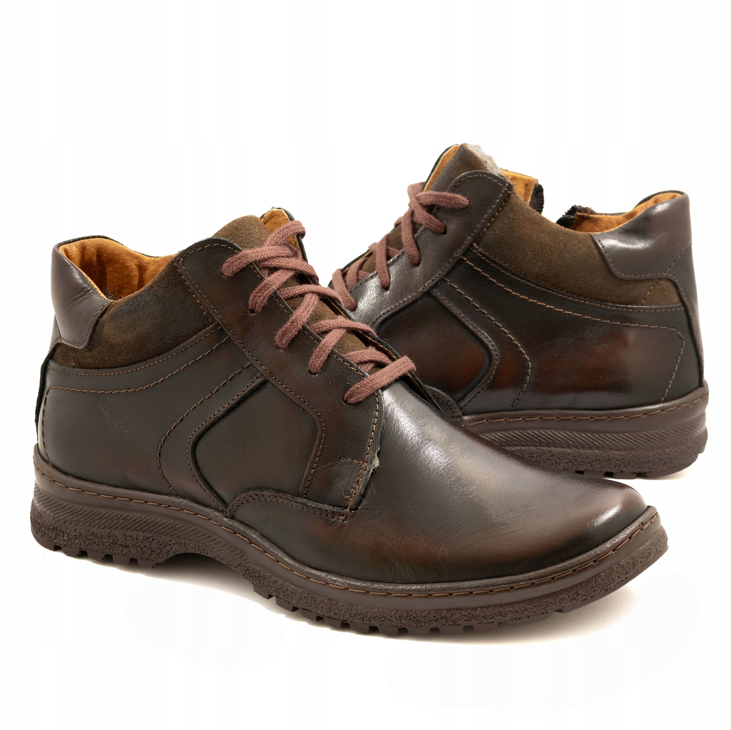 Pánské zateplené zimní boty Komodo kotníkové boty přírodní kůže 907 br lak 48