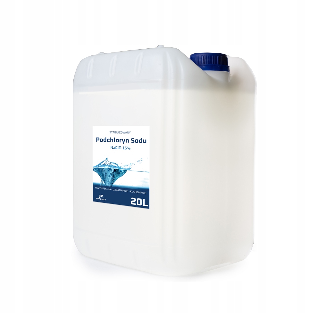 Chlor płynny Podchloryn Sodu 15 % do basenu 20kg 20 l Grzybobójczy Do Ścian