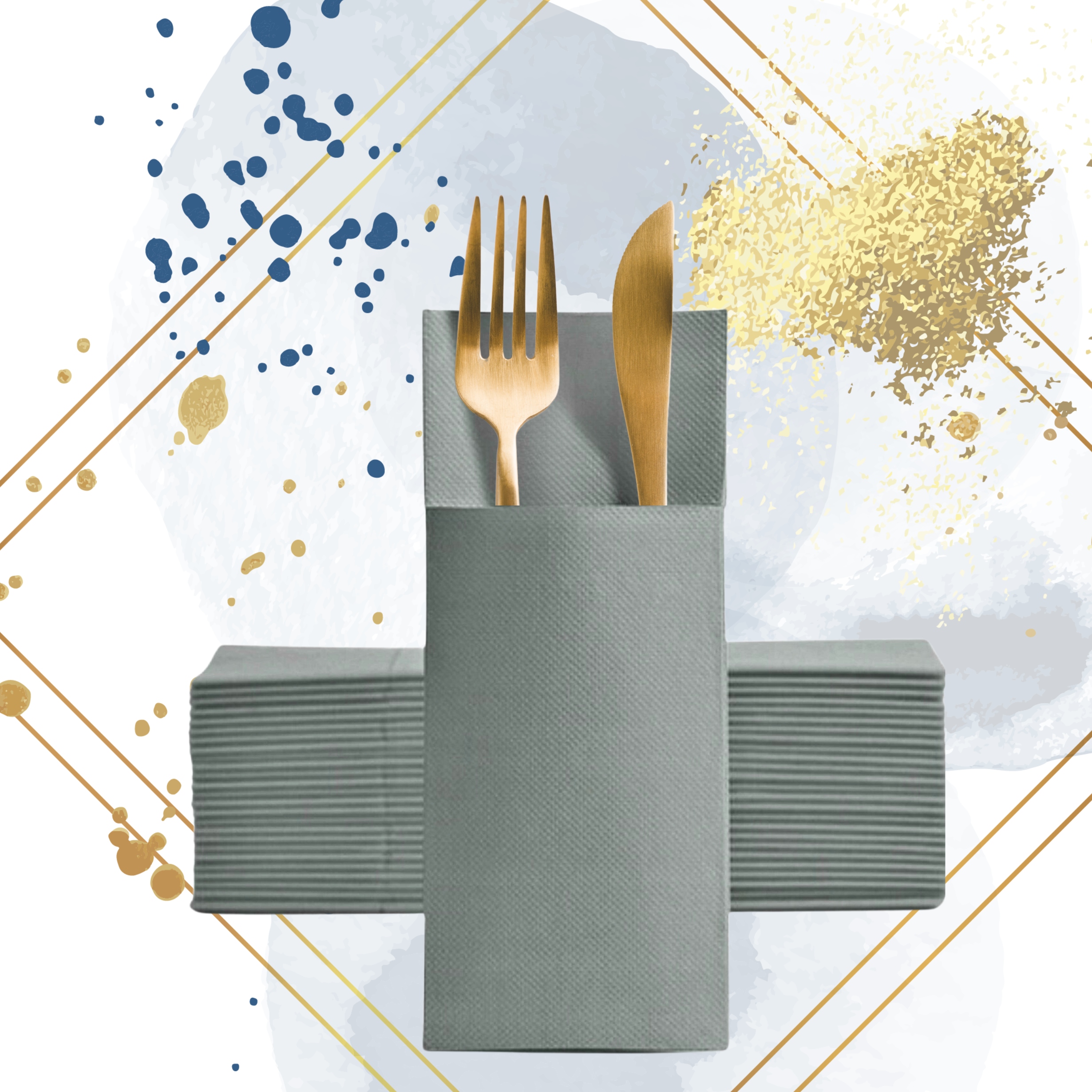 SERWETKI KANGURKI kieszonki na sztućce SZARE 50 sztuk Liczba sztuk w opakowaniu 50 szt.