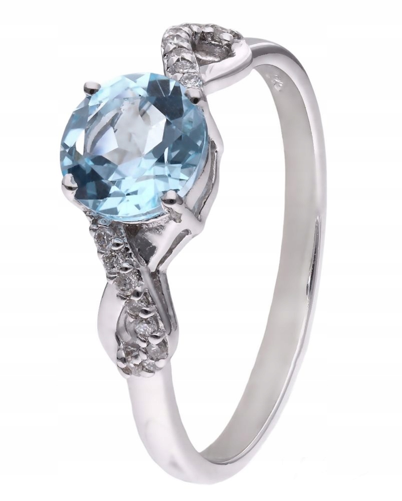 Prstýnek Ag 925 modrý topaz s diamantem CVD-3441-R-BT vel. 14
