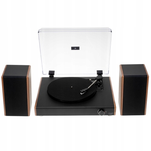 Gramofon Audio Czarny Bluetooth i USB Retro z Głośnikami BT Adler AD 1915