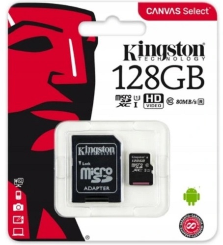 Paměťová Karta Kingston 128GB Micro Sd C10+ Adaptér