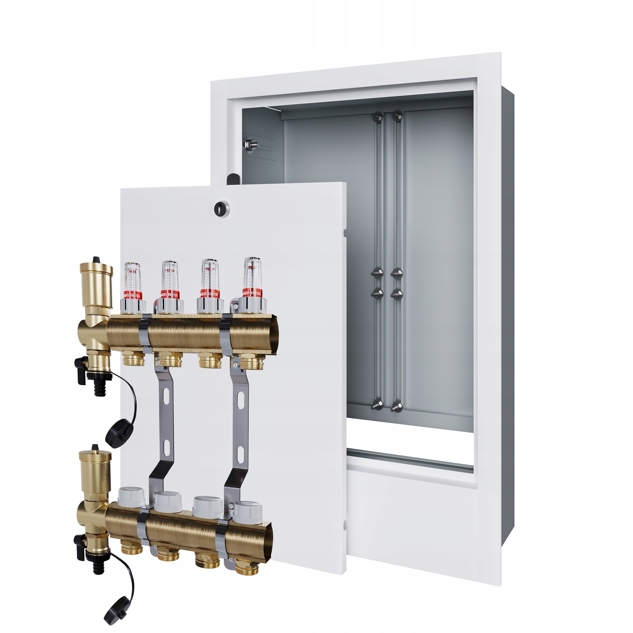 Rozdělovač pro podlahové topení 4 s podomítkovou schránkou